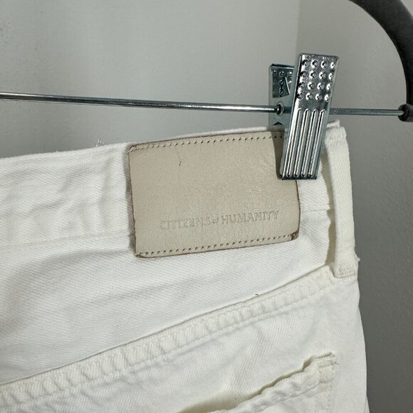 Citizens of Humanity Premium Vintage Annabelle Long Relaxed Shorts White Raw Hem - Picture 7 of 11